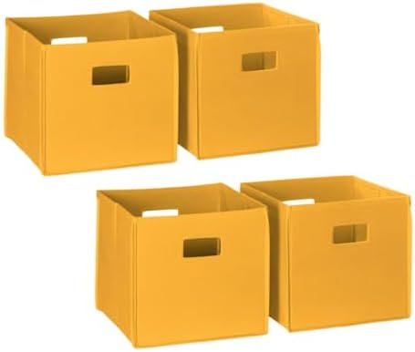 RiverRidge Folding Storage Bins - 4-pack of 10in Tall Golden Yellow Cubes by RiverRidgeHome