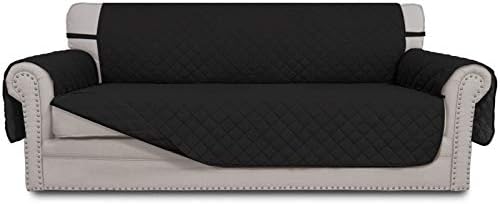 Easy-Going Reversible Oversized Couch Cover for 3 Cushion Couch Sofa Cover for Dogs Water Resistant Furniture Protector Cover with Foam Sticks for Pet Cat (Oversized Sofa, Black/Black) by Easy-Going