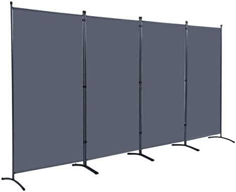 4 Panel Folding Room Divider,136" W x 71.3" H Portable Privacy Screen,Grey by JVVMNJLK