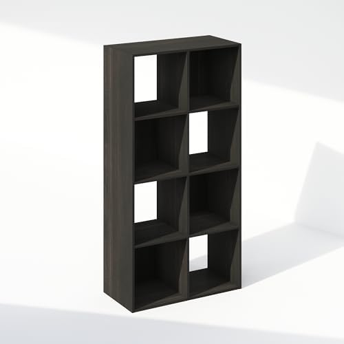 Furinno PELLI Book Shelf, 8-Cube Bookshelf, Horizontal Cube Storage Organizer Bookcase, 11.7 x 23.7 x 47, for Living Room, Bedroom, Home Office, Espresso by Furinno-FitsYourSpaceFitsYourBudget