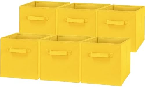 Simple Houseware 11-Inch Foldable Cube Storage Bins, Yellow, 6-Pack by SimpleHouseware