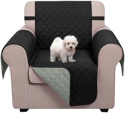 U-NICE HOME Reversible Recliner Chair Covers, Black/Grey by U-NICEHOME