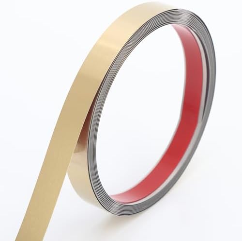 Coengwui Peel and Stick Metal Molding Trim, Self-Adhesive Stainless Steel for Wall, Fireplace, Mirror Edging and Craft Decoration (Brushed Gold, 20ft x 0.6in) by Coengwui