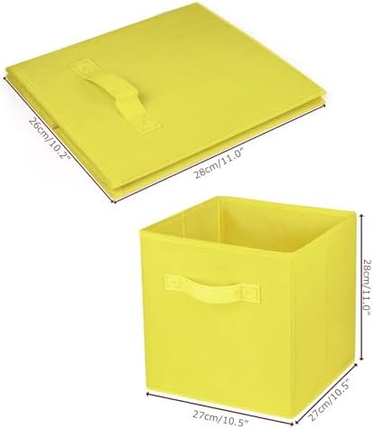 3 Pcs Storage Cubes, 10.5 Inch Collapsible Storage Bins, Fabric Foldable Bins for Organization, Durable Storage Bins for Closet, Shelves, Offices (Yellow) - Image 3