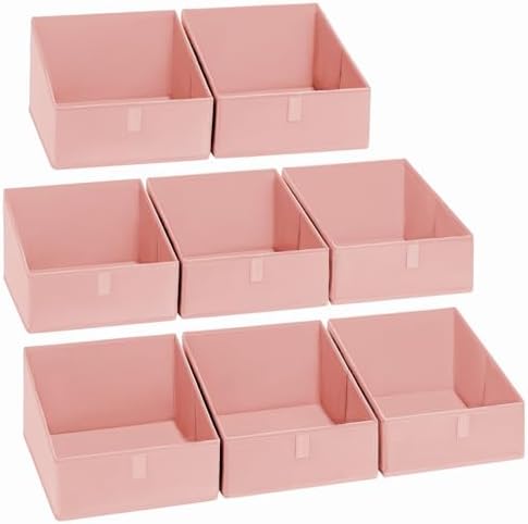 DIMJ Closet Storage Bins 8 Pack - Fabric Trapezoid Closet Organizer Bin, Foldable Storage Baskets for Shelves, Closet Shelf Organizer, Clothing Storage Box for Toys, Books, Towel, Clothes, Pink by DiMJ