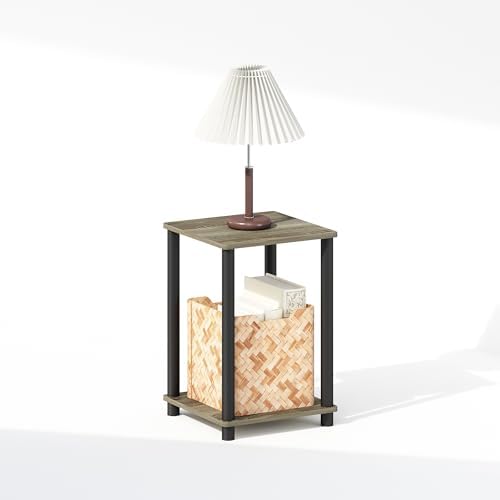 Furinno Turn-N-Tube Toolless 2-Tier Open Shelf Night Stand, French Oak - Image 4
