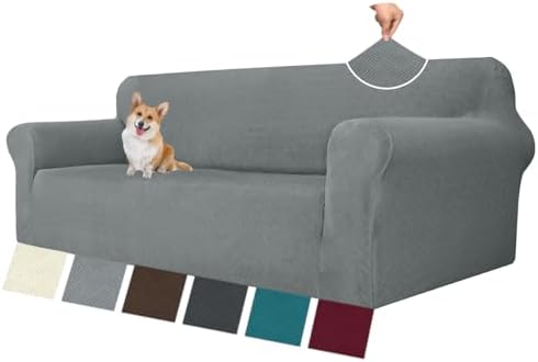 MAXIJIN Stretch Oversized Couch Covers for 3 Cushion Couch (91"-110"), 1-Piece Large Sofa Cover Slipcover Furniture Protector for Kids,Dogs (Extra Large, Diamond Pattern Light Gray) by MAXIJIN