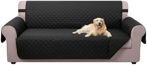 U-NICE HOME 4 Seater Sofa Cover 91''Large Couch Cover, Black by U-NICEHOME
