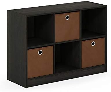 Furinno Basic 6-Cube Book Shelf with Open Shelf, 3 x 2, Espresso - Image 6