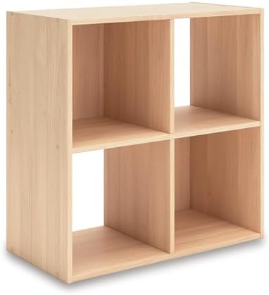 Signature Design by Ashley 4 Cube Organizer Bookcase, Light Brown Ash by Unknown