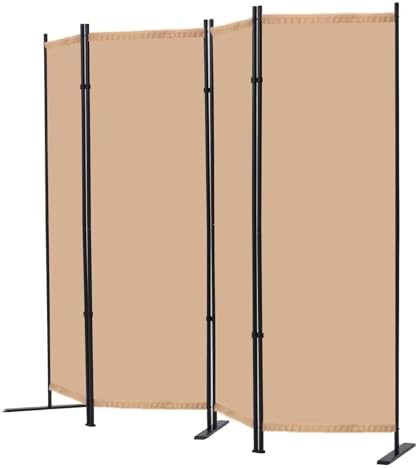 RANTILA 4 Panel Room Divider, 6 FT Folding Privacy Screen with Wide Feet, Freestanding Partition for Room Separation, Portable Room Divider Panel, 89" W x 71" H, Beige - Image 2