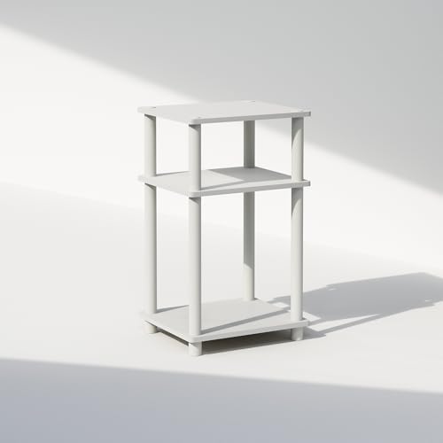 Furinno JUST Toolless 3-Tier Side Table, Open Shelf End Table, White - Image 3