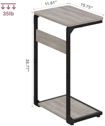 Wood Pedestal Snack TV Trays Set of 2, Small C Shaped NightStand ET-YB-GYW2 - Image 3