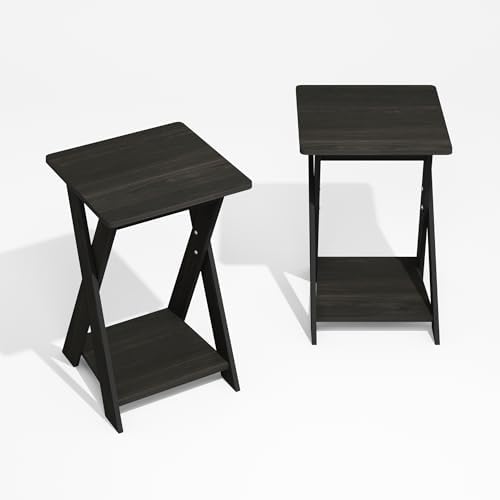 Furinno Modern Simplistic Set of 2 X-Legs Side Table, Black Espresso - Image 6