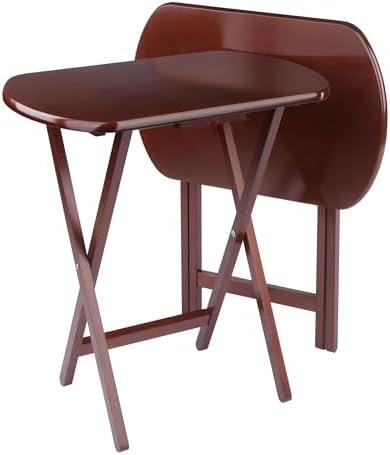 Winsome Corbett Set of 2 Oversized Foldable Snack Tables, Easy to Store Portable Fold Up Table Set for Kitchen, Living Room TV Dining, Crafts, Puzzles, Work from Home by Winsome