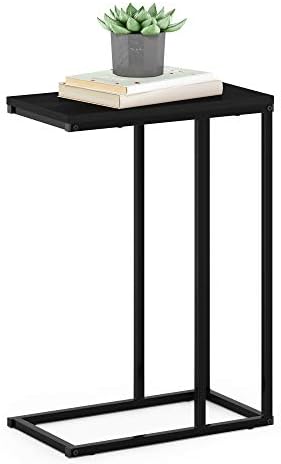 Furinno CAMNUS C-Shape Metal Frame Side Table, Easy Assembly, Americano by Furinno-FitsYourSpaceFitsYourBudget