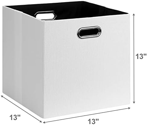 Posprica Fabric Storage Cubes, 13x13 Collapsible Storage Bins with Dual Handles, Foldable Storage Boxes Basket for Closet Shelf Cabinet Bookcase Organization, Set of 4, White - Image 2