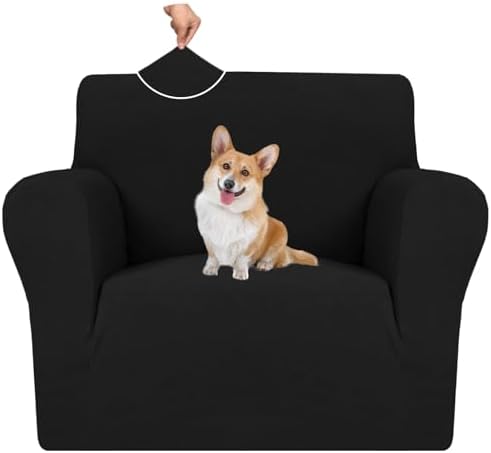 MAXIJIN Chair Covers for Living Room 1 Piece Stretch Sofa Chair Slipcovers with Arms (31"-46") Furniture Protector for Dog Pet Couch Armchair Cover (Chair, Diamond Pattern Black) by MAXIJIN