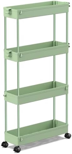 SPACEKEEPER Slim Rolling Storage Cart, 4 Tier Bathroom Cart Organizer,Green by SPACEKEEPER