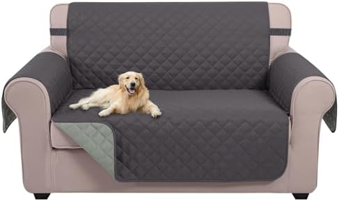 U-NICE HOME Loveseat Sofa Cover for 2 Cushion Couch, Dark Grey/Light Grey by U-NICEHOME