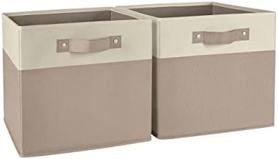RiverRidge Two-Tone Folding Storage Bins - 2-pack of 10in Tall Taupe Cubes by RiverRidgeHome
