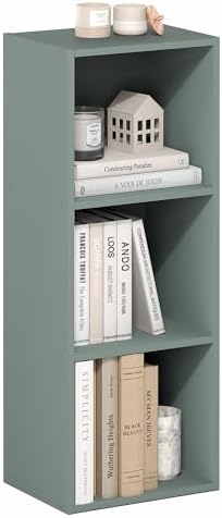 Furinno LUDER Book Shelf, 3-Cube Bookshelf, Bookcase with Open Shelves, 9.3 x 12 x 31.5, Easy Assembly, for Living Room, Bedroom, Home Office, Sage Green by Furinno-FitsYourSpaceFitsYourBudget