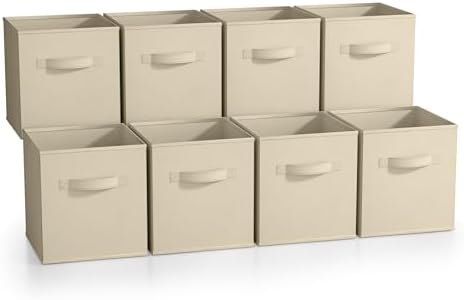 Sorbus Fabric Storage Cubes, 8 Pack, with Handles (11 Inch, Beige) by Sorbus