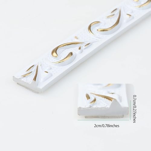 Duzzy Molding Trim Wall Trim, 16.4 Feet Self-Adhesive Flexible DIY Peel and Stick Crown Molding Ceiling Molding Suitable for Mirror Edge, TV Background Wall, Home Wall Decor(White and Gold) - Image 2