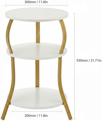 Vintage Small Round Side Table,3-Tier Slim Waist End Table for Small Spaces - Image 3