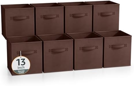 Sorbus Fabric Storage Cubes, 8 Pack, with Handles (13 Inch, Chocolate) by Sorbus