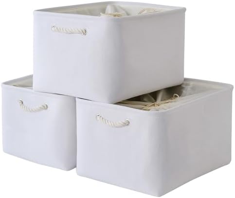 TheWarmHome Organization and Storage Basket for Shelves - Extra Jumbo 3 Pack 20.5x15.8x13.8 inch Cube Storage Bins for Toy Closet Box Home Organizer Gift (White) by TheWarmHome