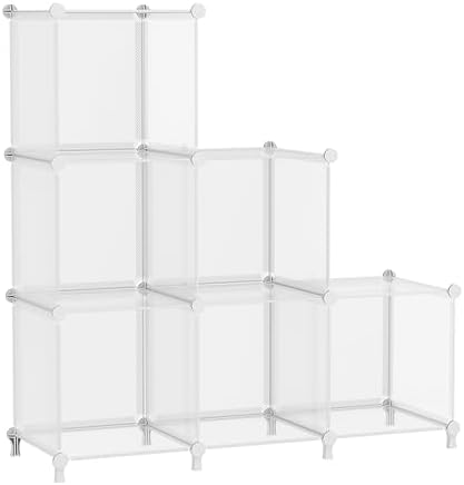 AWTATOS Cube Storage Organizer, Closet Organizers, 6 Cube Shelf, Clear by AWTATOS