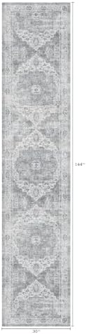 2'6x12 Hallway Washable Runner Rug Low Pile Vintage - Image 2