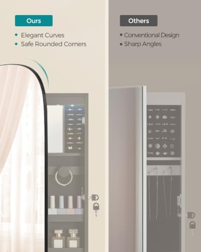 SONGMICS Jewelry Organizer, LED Jewelry Cabinet, Wall/Door Mounted - Image 3
