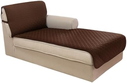 U-NICE HOME Sectional Couch Cover Chaise Lounge Cover, Brown/Beige by U-NICEHOME