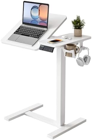 YIHAYO 24 x 16 Inches Electric Adjustable Overbed Bedside Table, White by YIHAYO