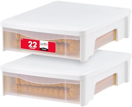 IRIS USA 2-Pack, 22 Qt. Under Bed Storage Bin with Sliding Drawer, White by IRISUSA