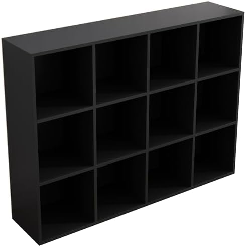 OSCHF 12-Cube Storage Shelf Bookcase, Black by OSCHF