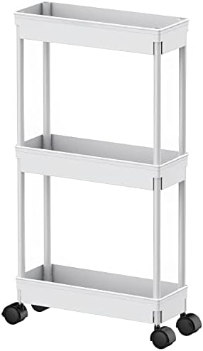 Sooyee Slim 3 Tier Rolling Cart with Wheels, Storage Cart,White by Sooyee