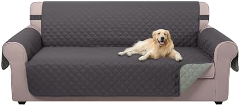 U-NICE HOME 4 Seater Sofa Cover 91''Large Couch Cover, Dark Grey/Light Grey by U-NICEHOME