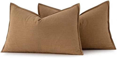 MIULEE Decorative Linen Lumbar Pillow Covers 12x20 Inch Brown - Image 6