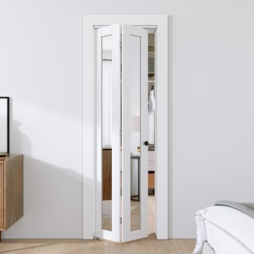 SMARTSTANDARD 24" x 80" Bifold Doors, Mirror Closet Folding Doors, MDF by SMARTSTANDARD