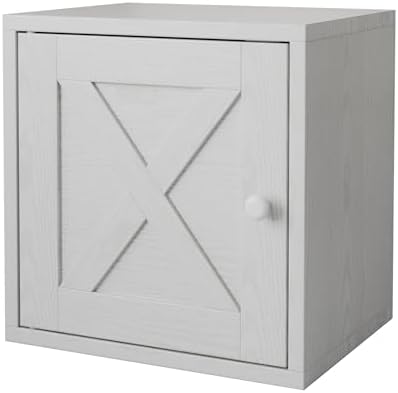 FUSUNBAO Magic DIY Cube Storage Organizer Stackable Cubes for Home Books Clothes Toy-Modular Cubby Storage System-Office Cubical-Bookcase Closet (Pure White-Washed, Door Cube) by FUSUNBAO
