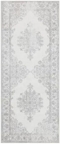 ReaLife Rugs Machine Washable Area Rug Runner - Living Room Bedroom Bathroom Kitchen Entryway Office - Padded Low Pile Stain Resistant Premium - Boho Farmhouse Vintage - Paige - Ivory 2'6" x 8' - Image 3