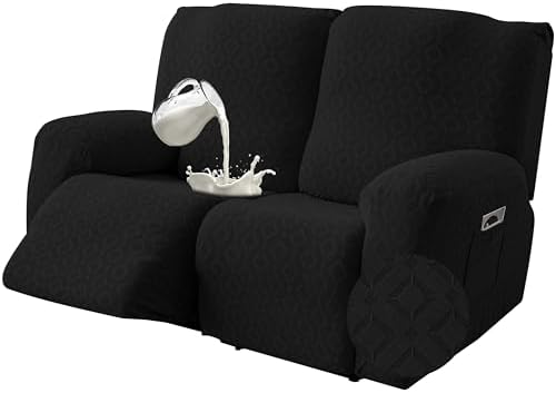 Genina Waterproof Recliner Loveseat Cover,2 Seat Couch Cover,Black by Genina