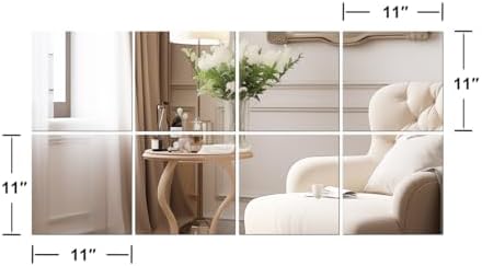 Vlush Home Gym Mirror Tiles 11'' x 11'' x 8PCS Full Body Mirror Full Length & Wall Mounted Mirrors Decorative for Home Gym, Door, Bedroom & Bathroom - Image 2