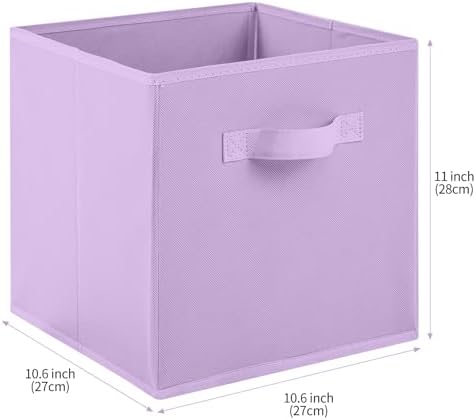 Stero Fabric Storage Bins 6 Pack Fun Colored Durable Storage Cubes with Handles Foldable Cube Baskets for Home, Kids Room, Closet and Toys Organization Purple - Image 2