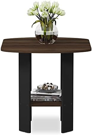 Furinno SIMPLE DESIGN Side Table, 2-Tier Modern End Table with Soft Edges, Open Shelves Night Stand, Bedside Table, for Living Room, Bedroom, Columbia Walnut - Image 4