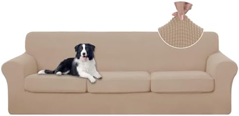 U-NICE HOME 4 Pieces Oversized Stretch Couch Cover Slipcover, Camel by U-NICEHOME