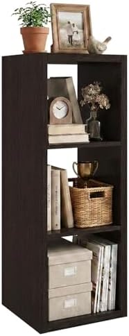 WannabeMyself【2026 Wooden Thick Frame】 3 Cube Storage Organizer with Anti-Tipping Kits, Reversible Open Back Book Shelf,Bookcase for Living Room,Bedroom,Entrance Hall,Office,11.6×36.3×13.1,Chocolate by WannabeMyself
